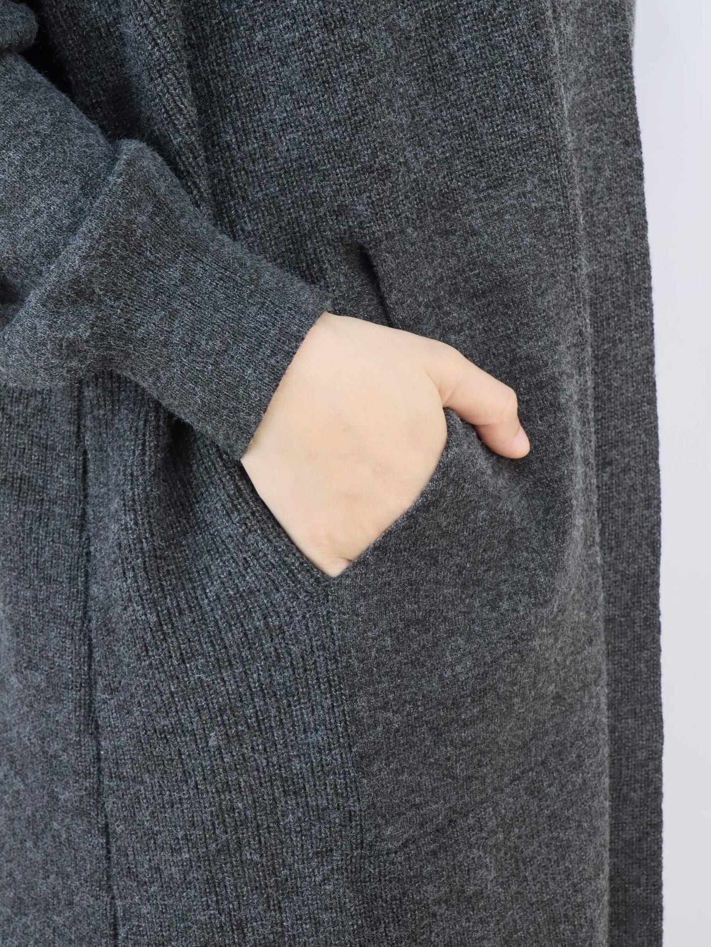 Black Leather Handbag Crossbody Bag + Relaxed Long Cardigan in Dark Grey