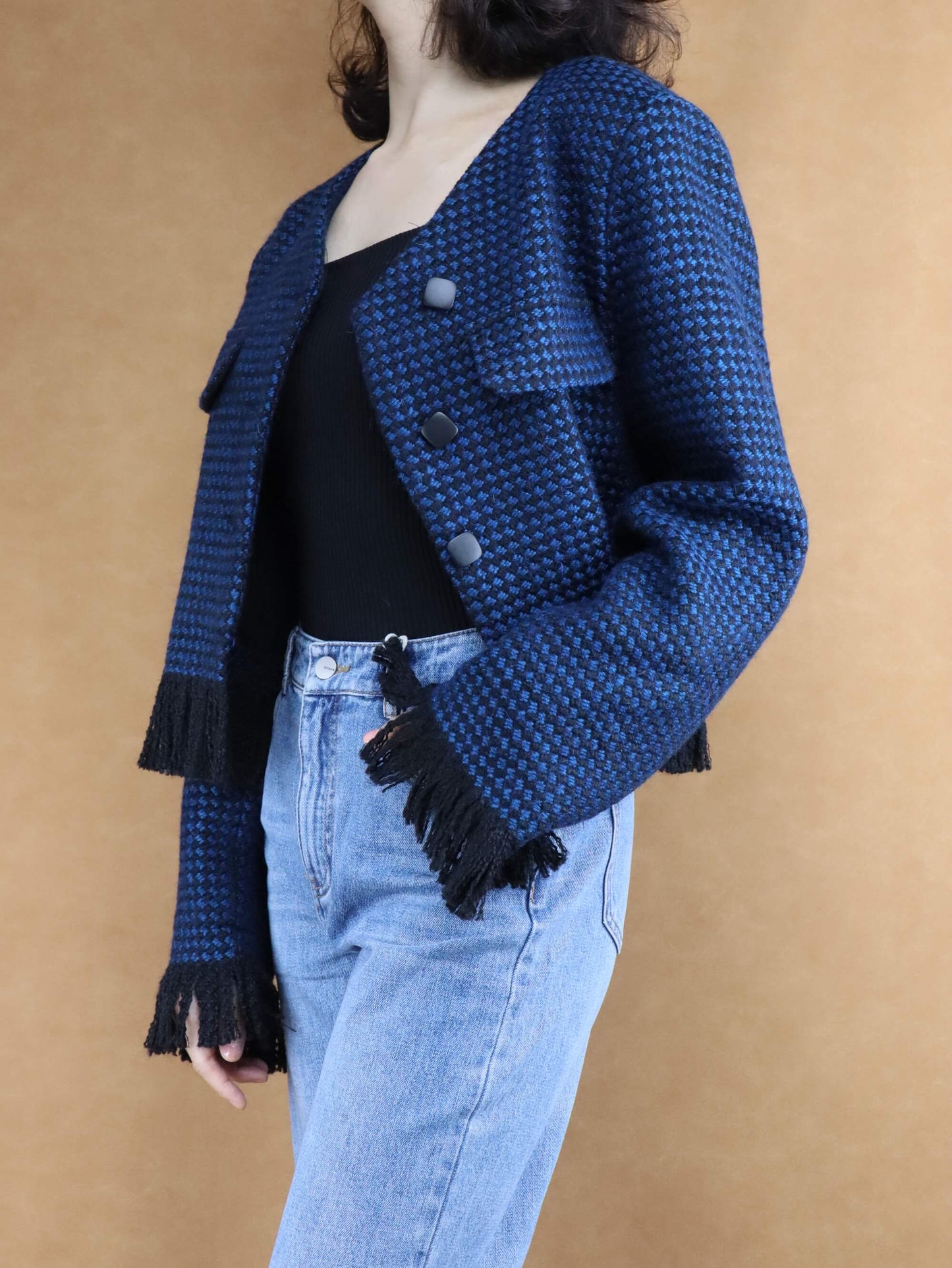 relaxed wool knit coat | women