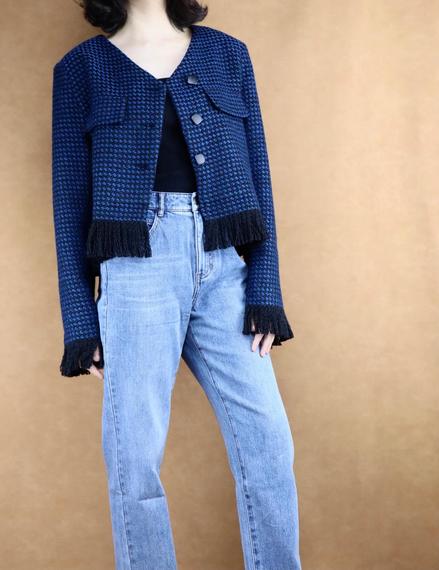 relaxed wool knit coat | women