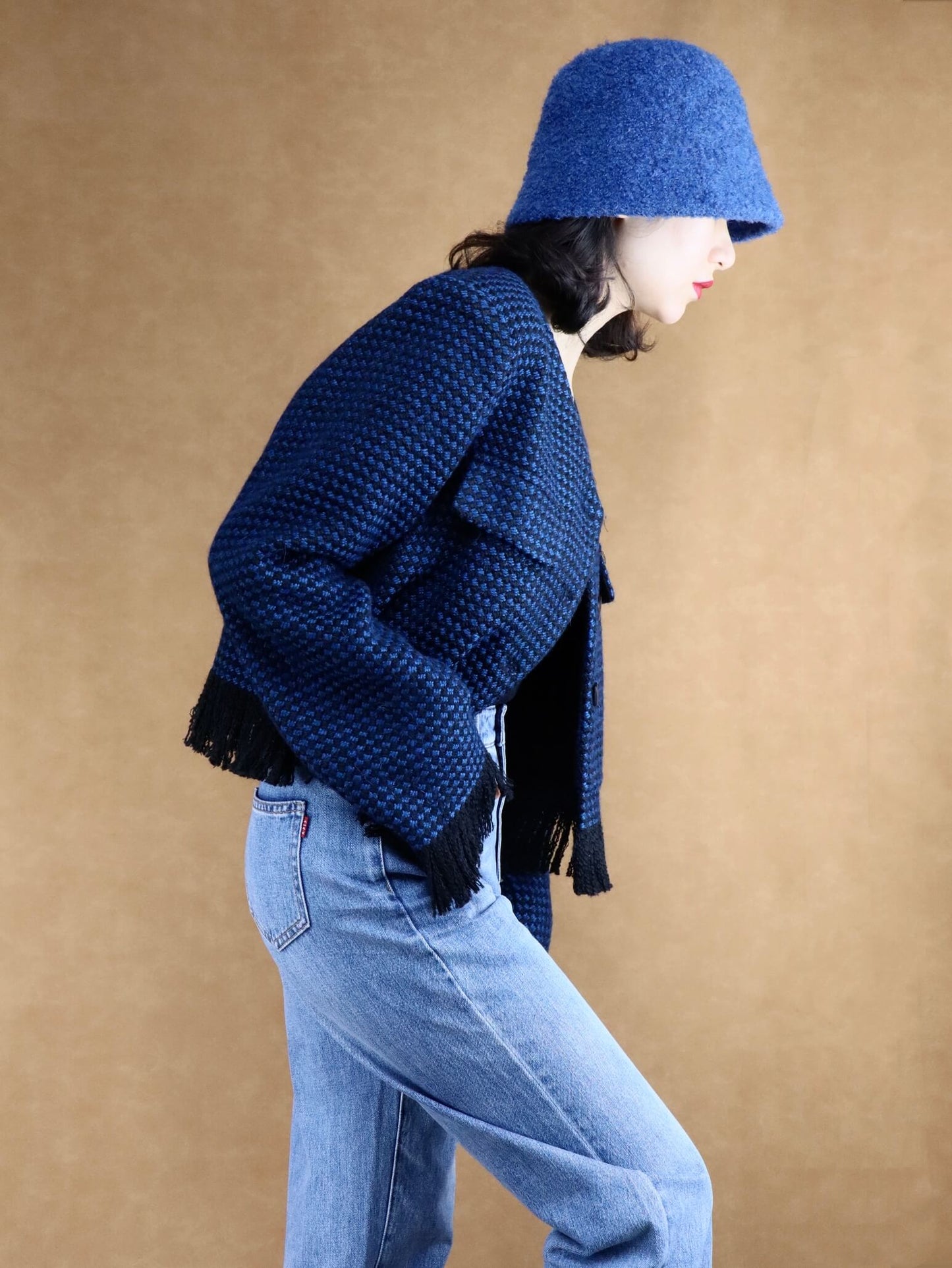 relaxed wool knit coat | women