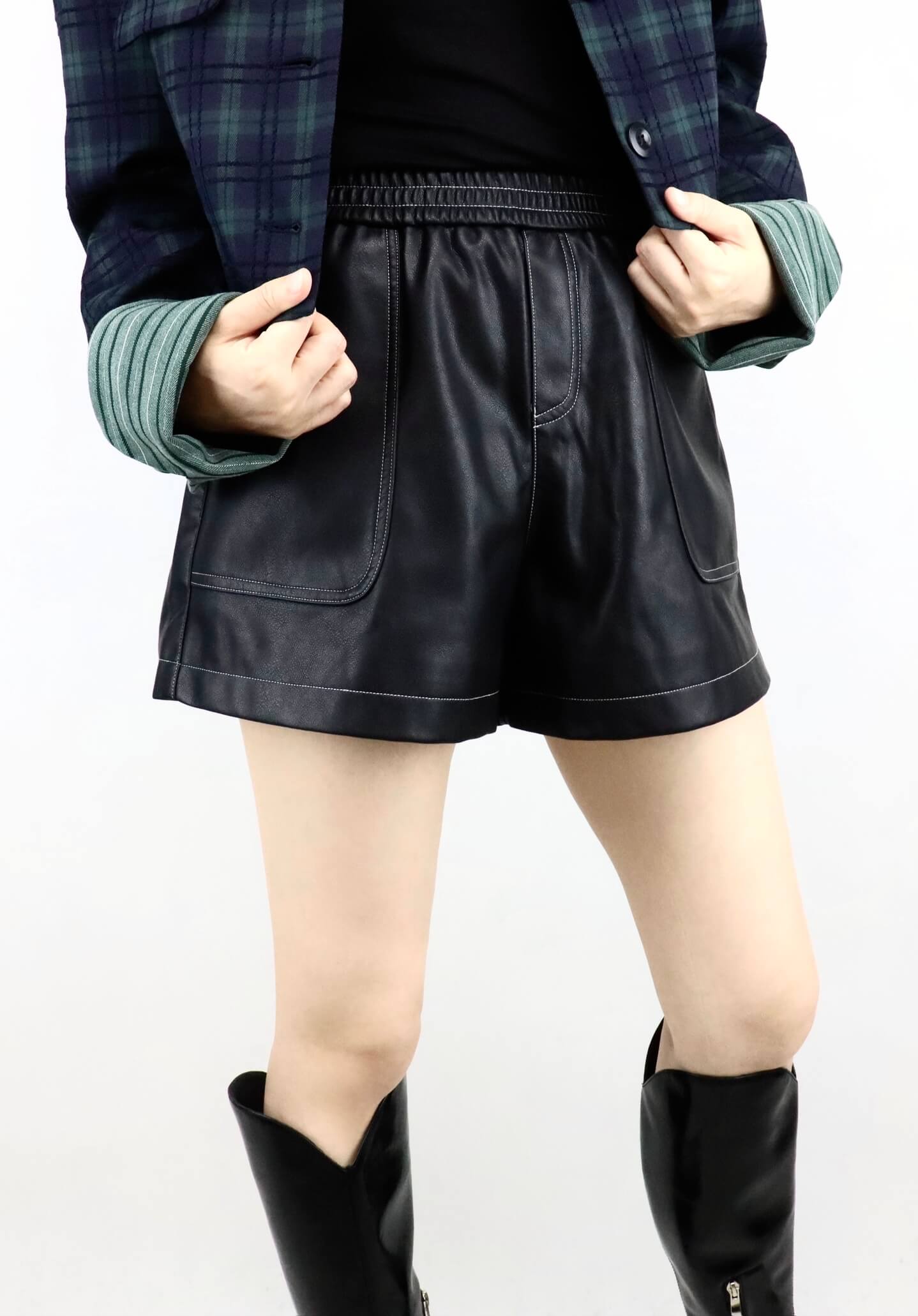 leather shorts