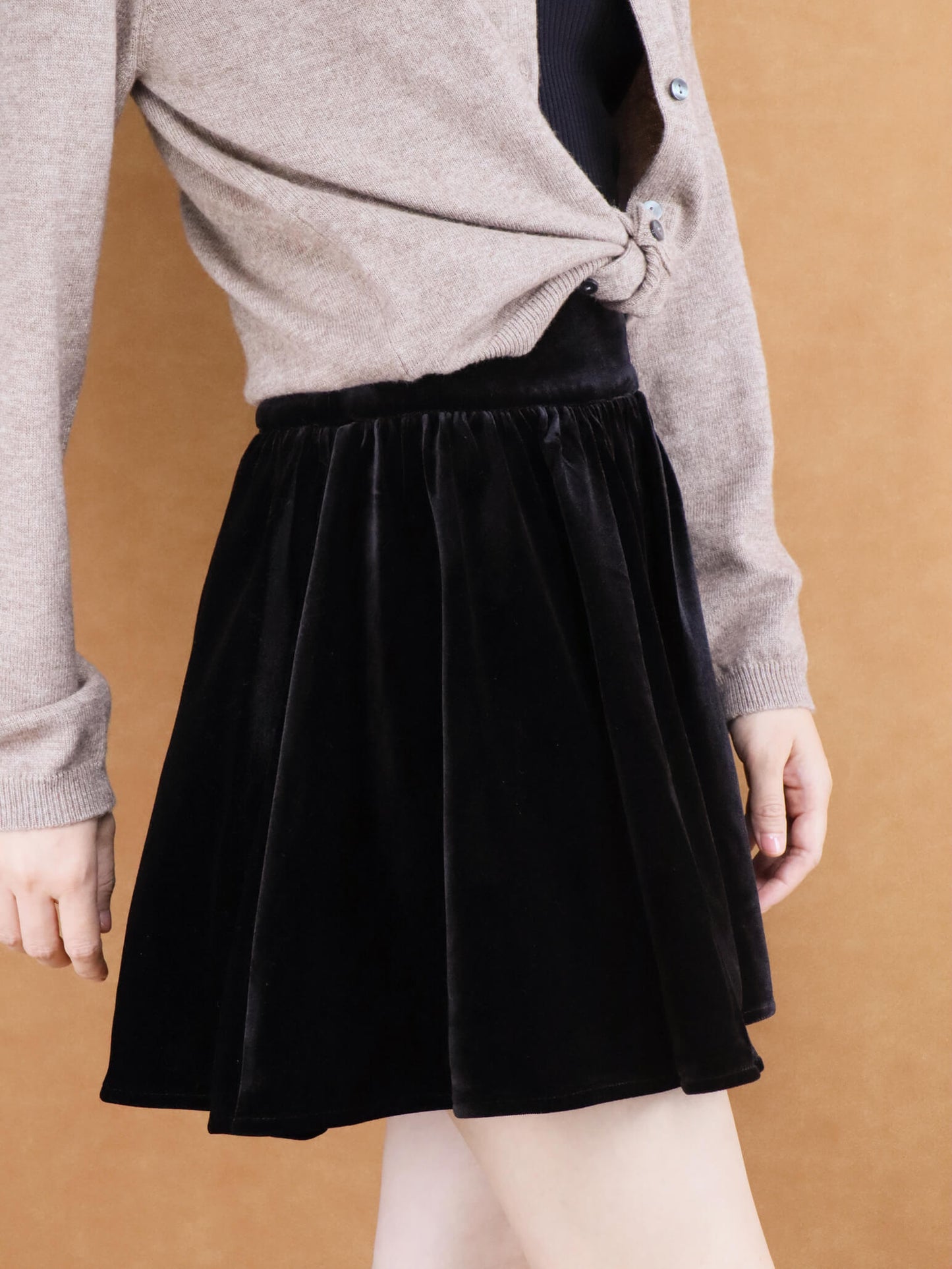 Black Velvet Pleated Mini Skirt for Women | Short Skirt