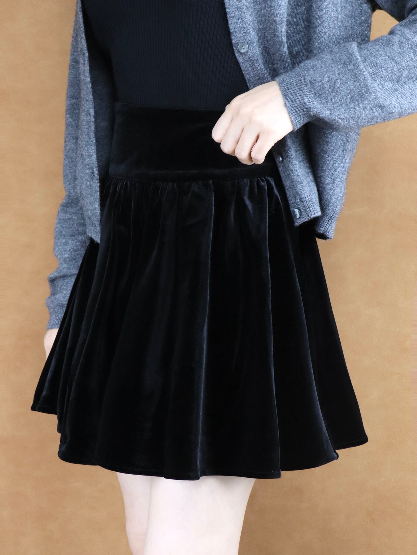 Black Velvet Pleated Mini Skirt for Women | Short Skirt