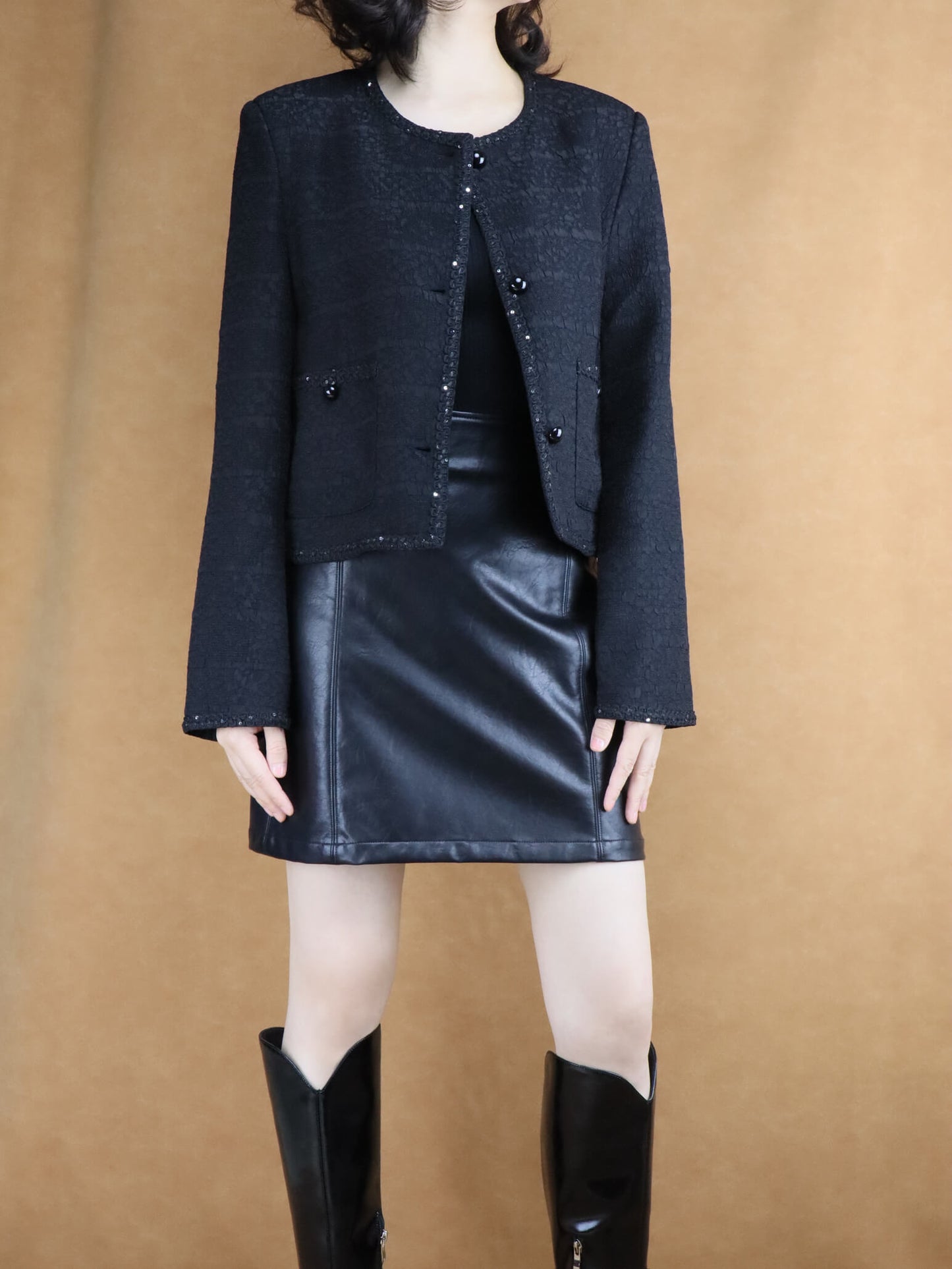 Cropped Leather Skirt