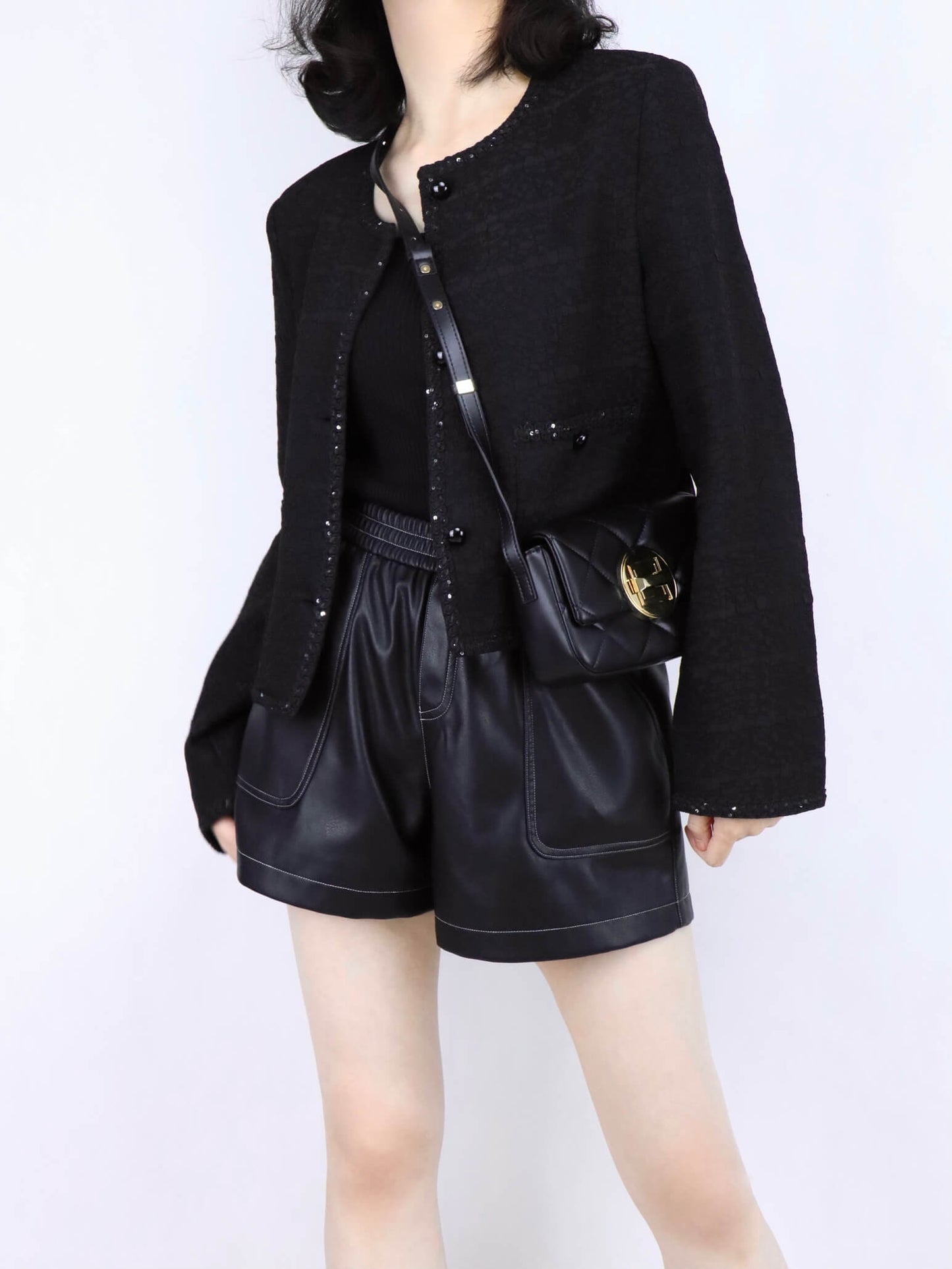 leather shorts