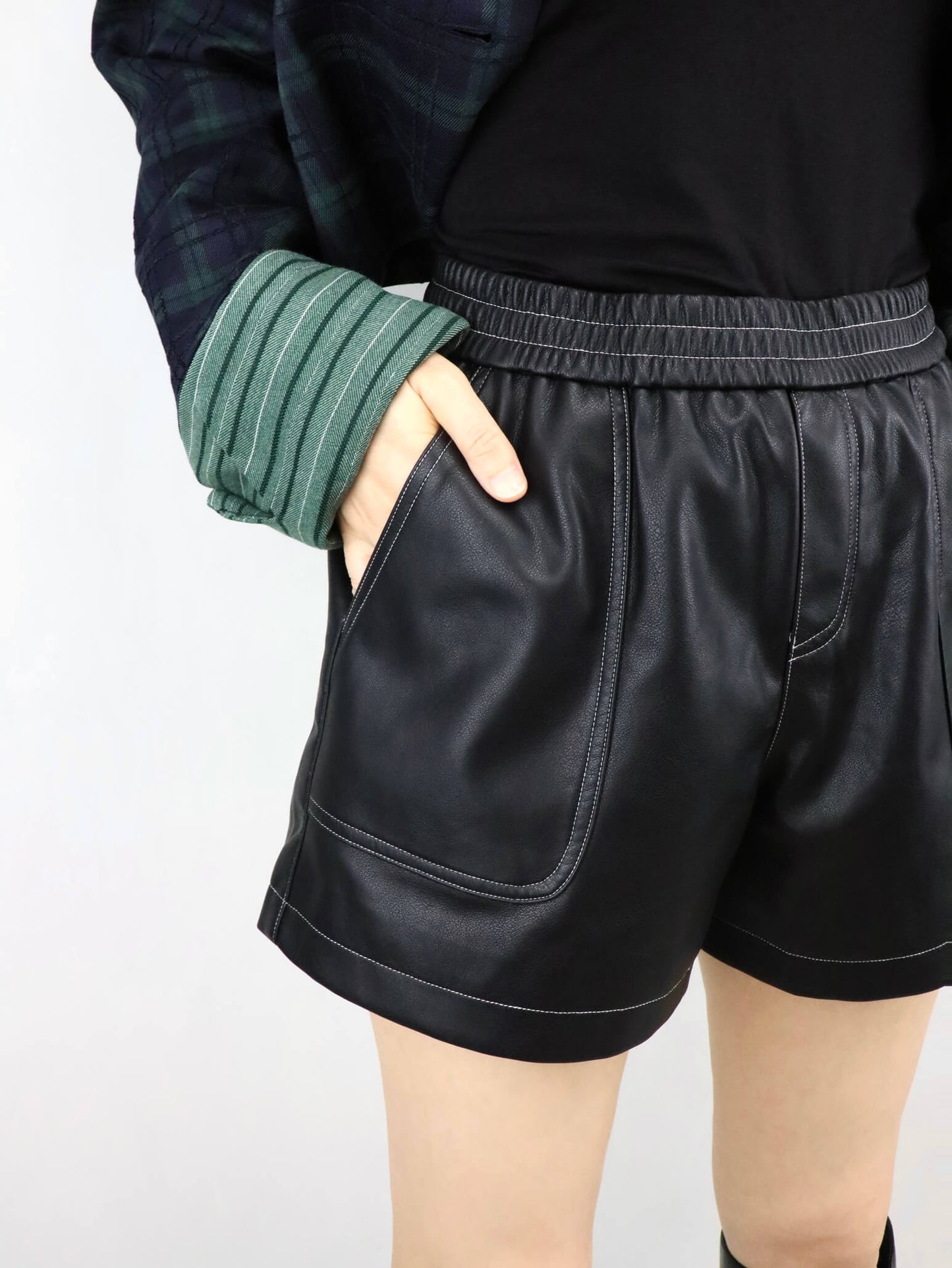 leather shorts