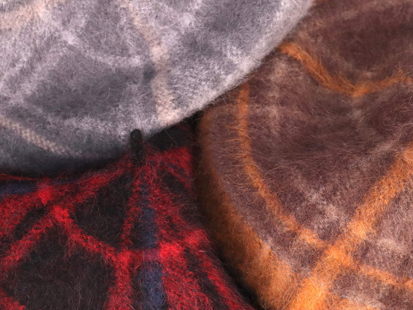wool knitted beret hat | three colours tartan