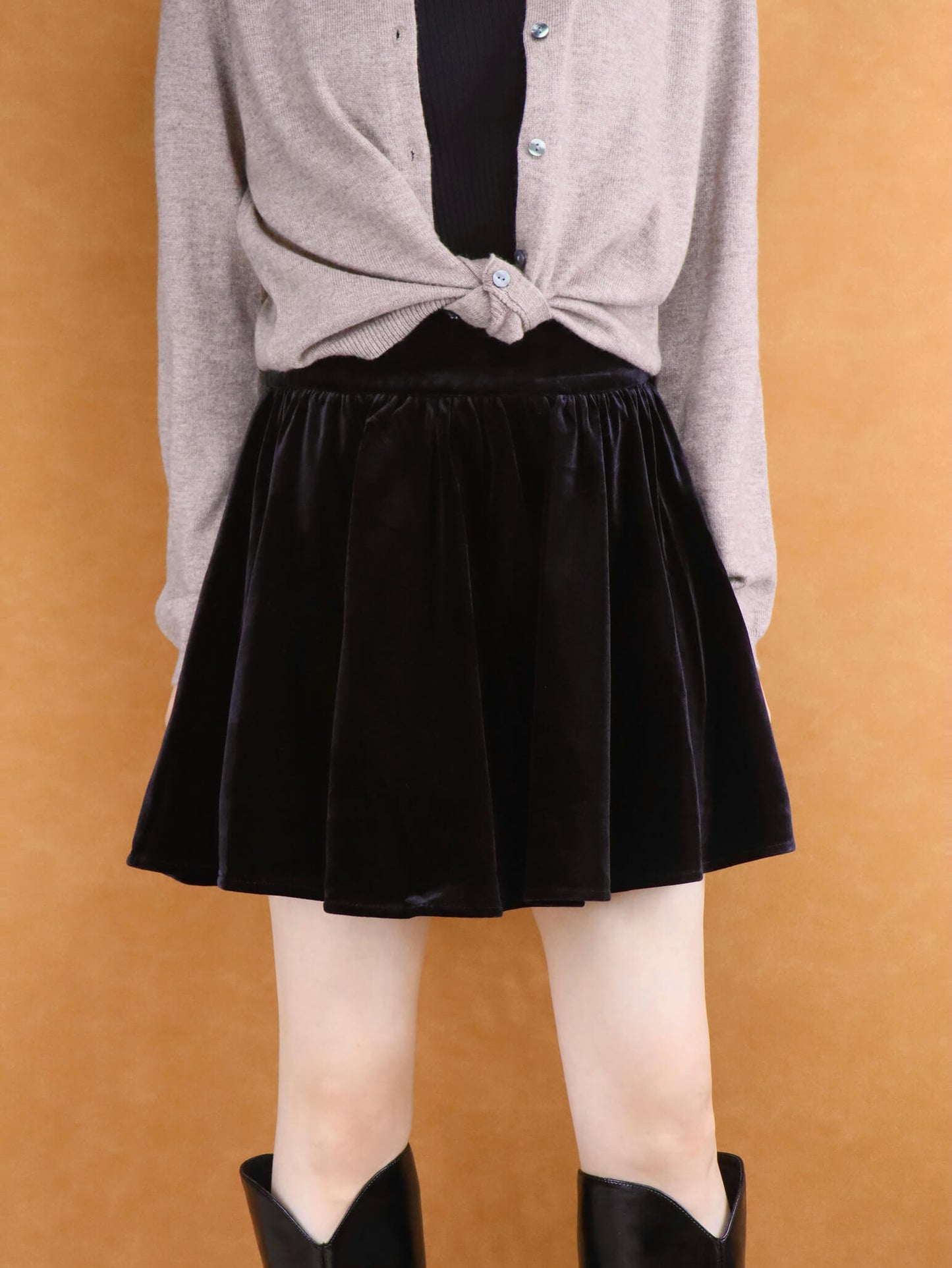 Black Velvet Pleated Mini Skirt for Women | Short Skirt