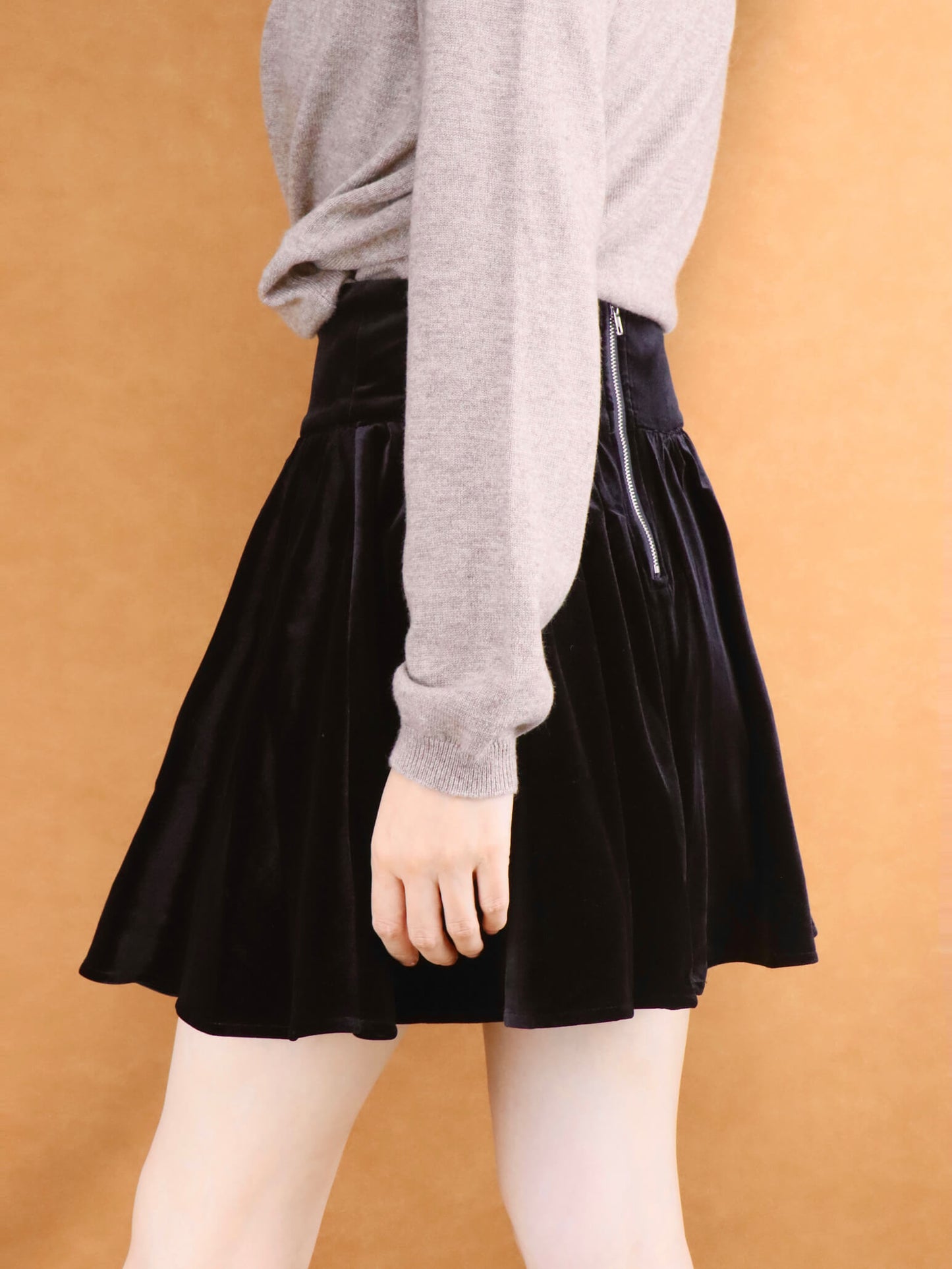 Black Velvet Pleated Mini Skirt for Women | Short Skirt