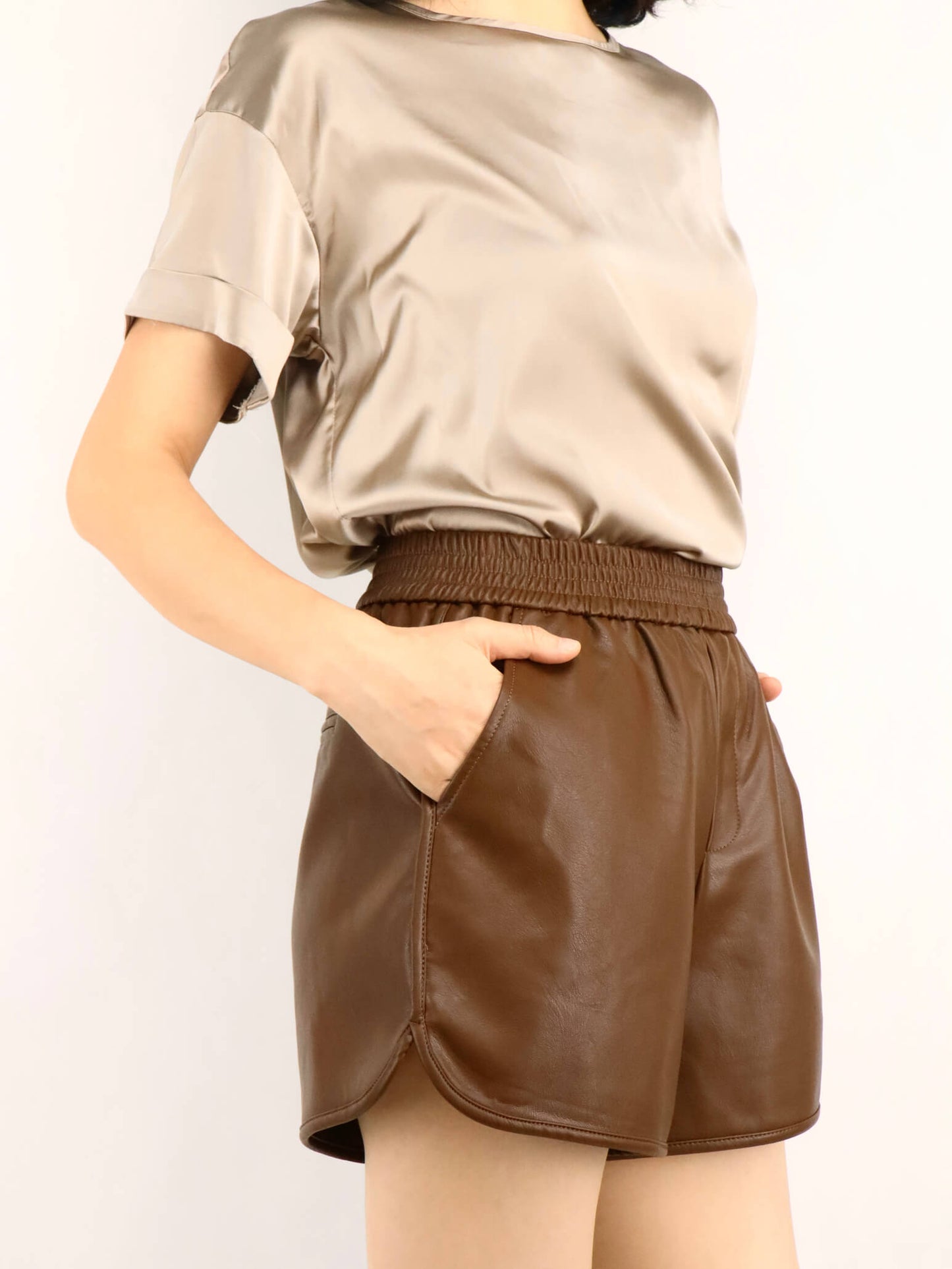 Leather Shorts for Women | Brown