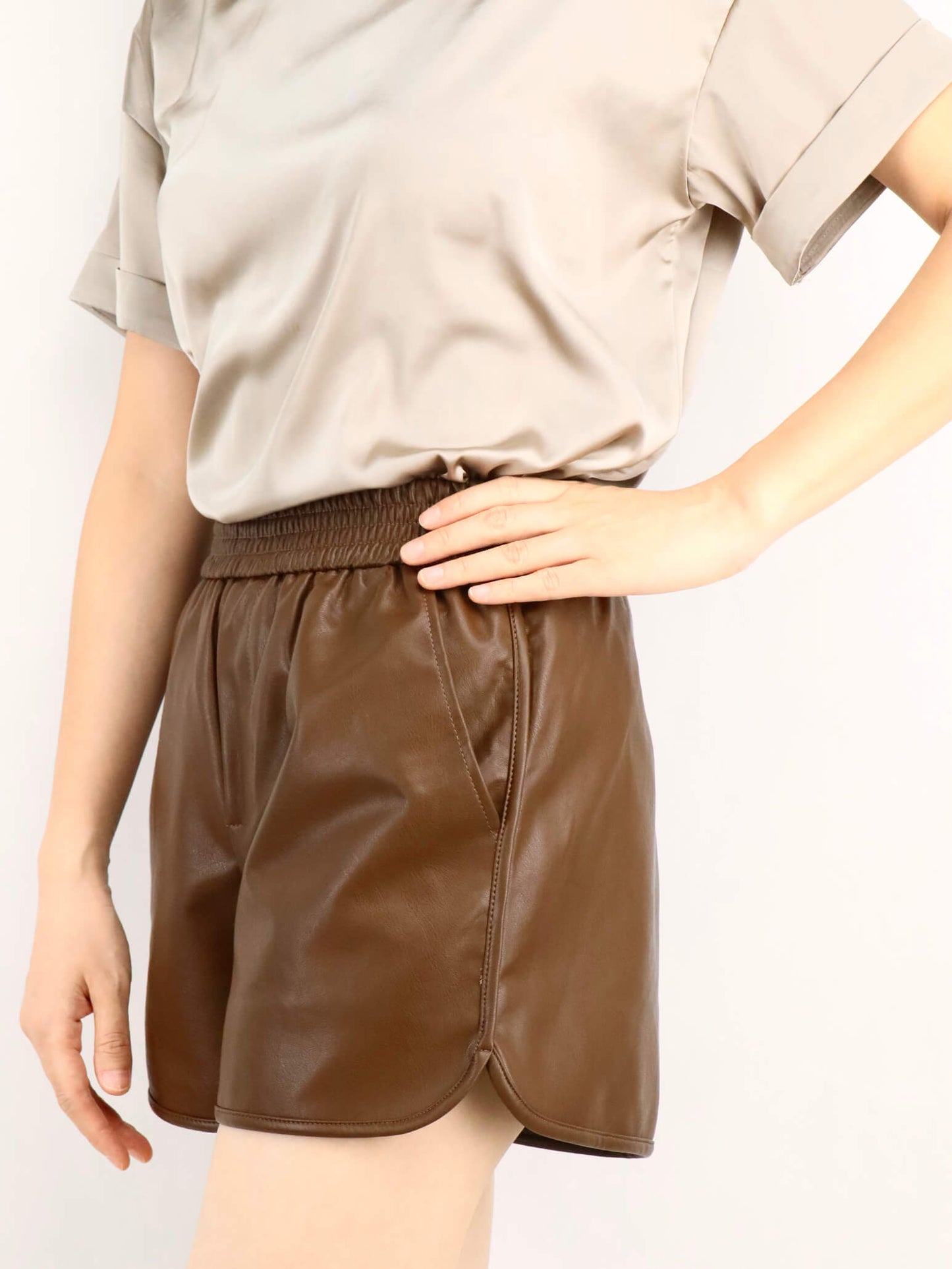Leather Shorts for Women | Brown