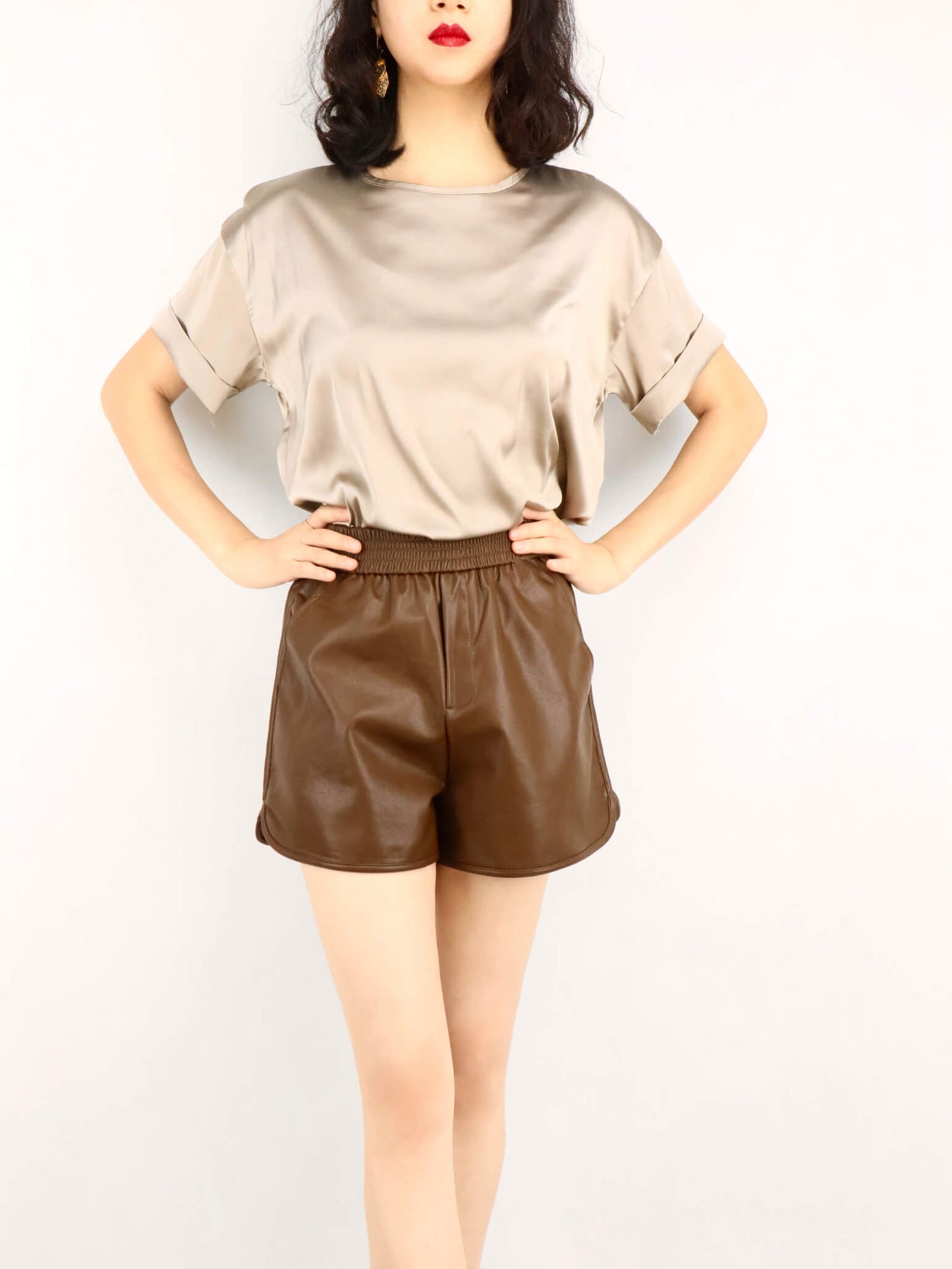 Leather Shorts for Women | Brown
