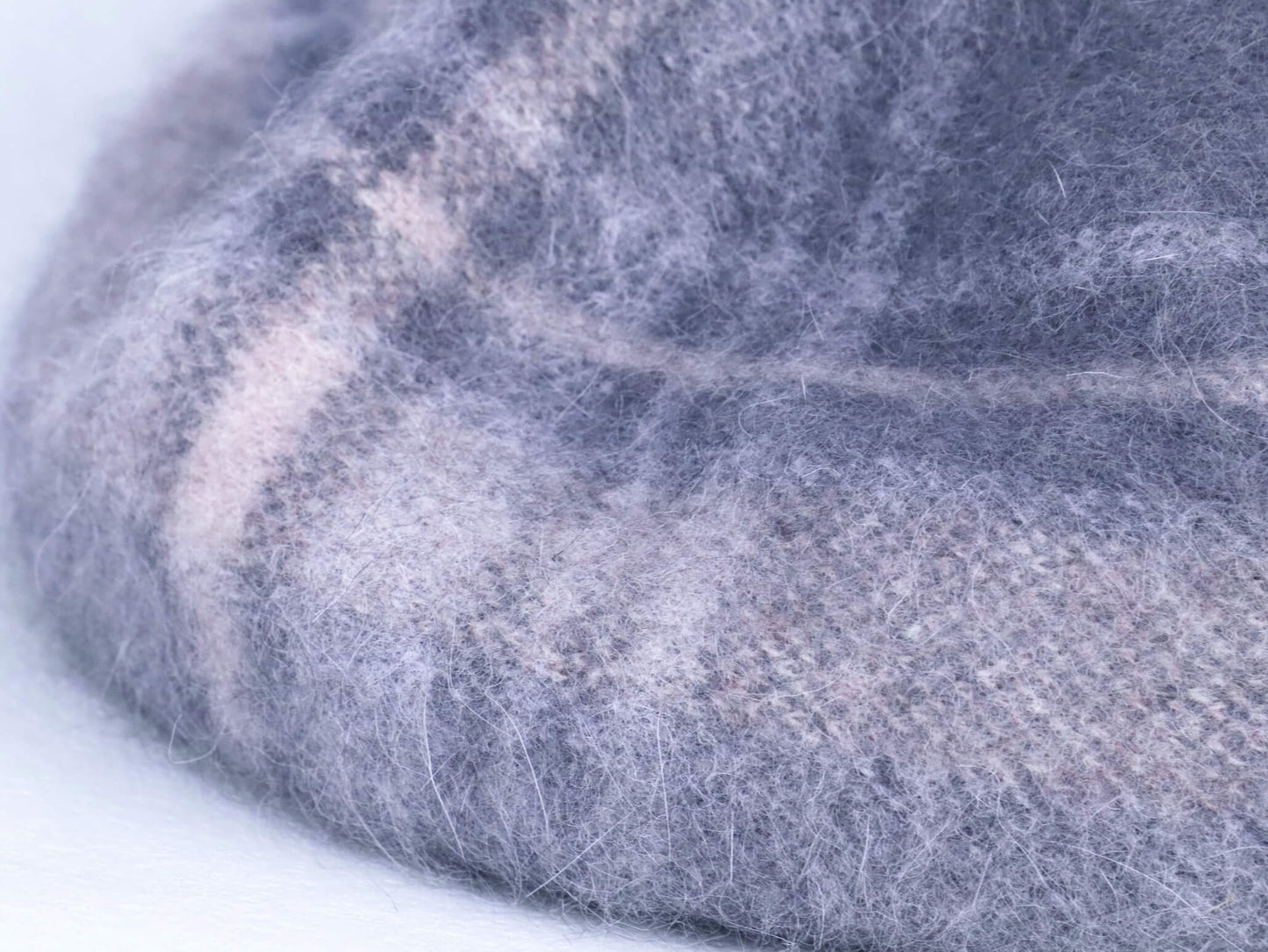 wool knitted beret hat | light grey tartan