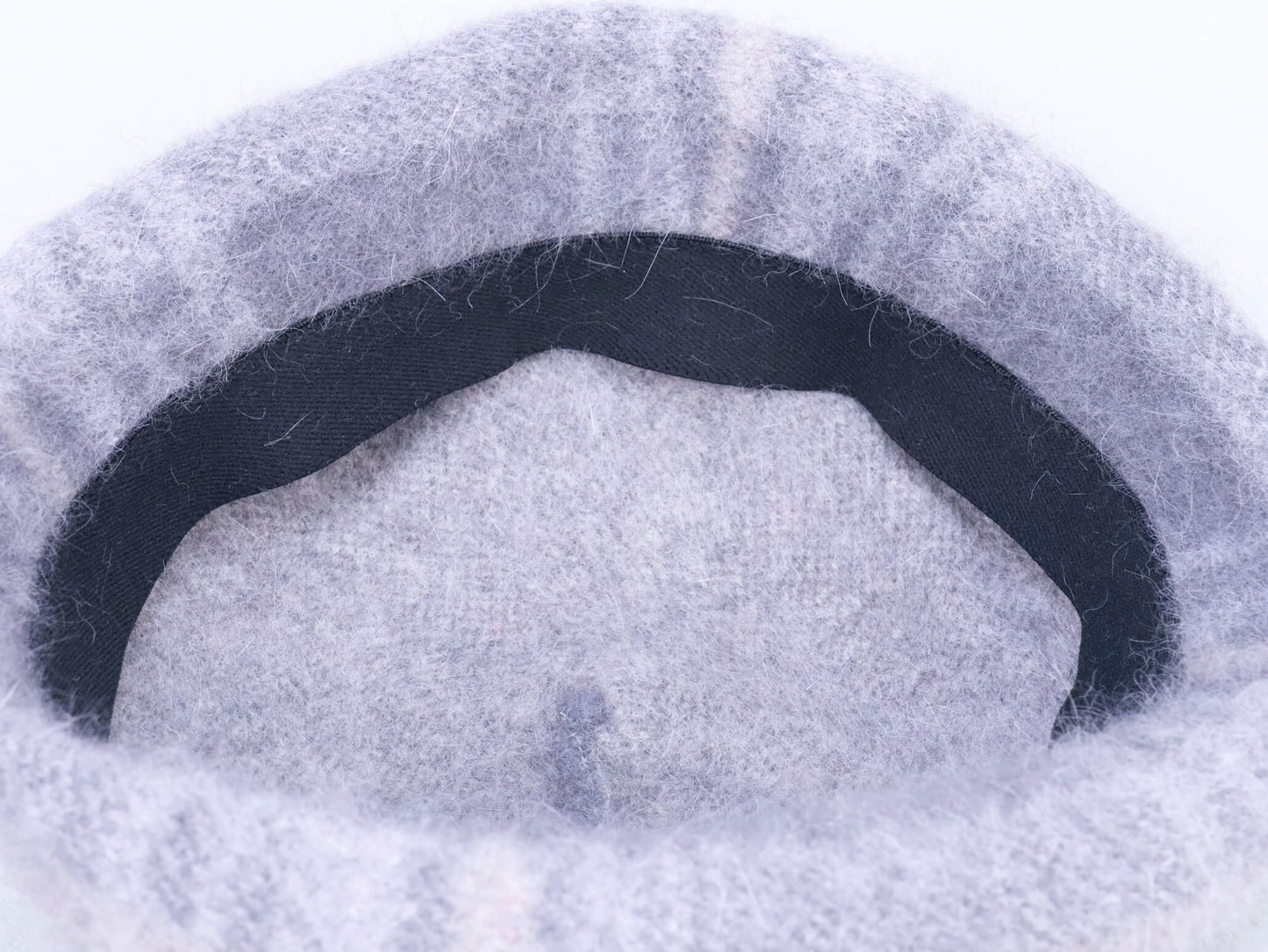 wool knitted beret hat | light grey tartan