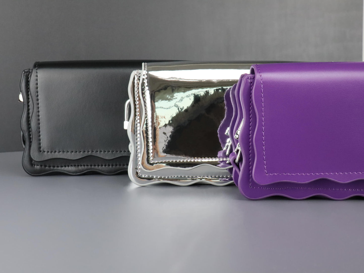 black, silver and purple colour