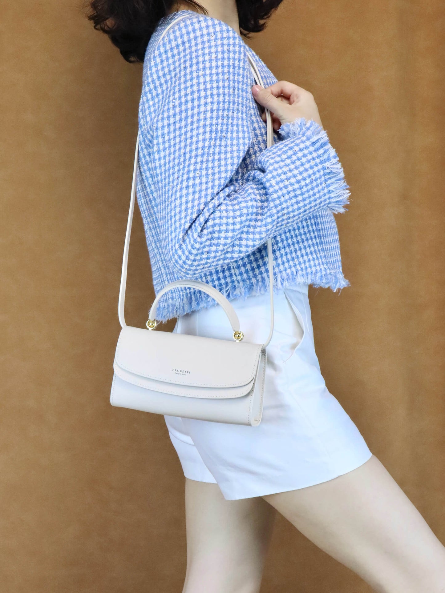 Creamy-white Leather Clutch Bag Handbag Small Crossbody Bags for Women