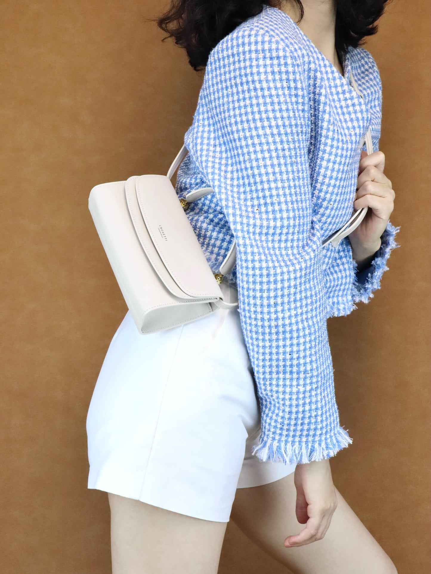 Creamy-white Leather Clutch Bag Handbag Small Crossbody Bags for Women