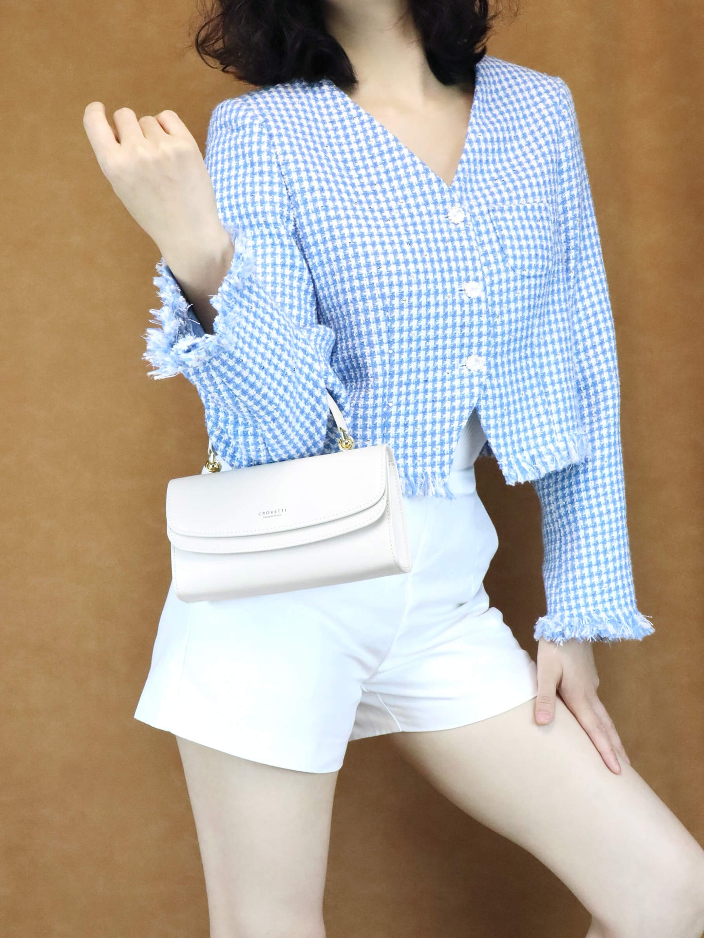 Creamy-white Leather Clutch Bag Handbag Small Crossbody Bags for Women