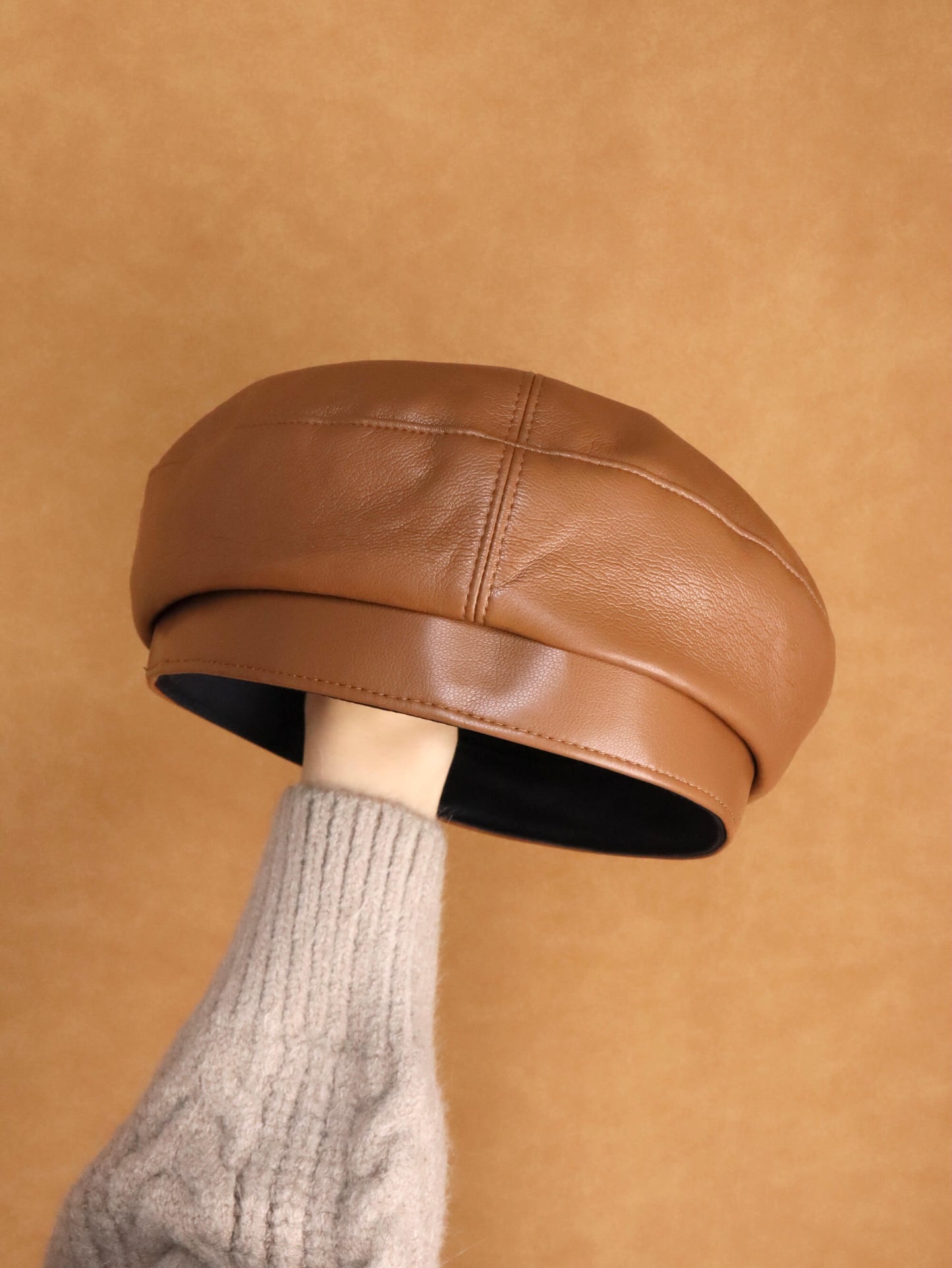 Leather PU Beret Hat