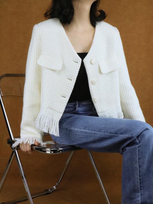 Relaxed Wool Knit Cardigan Coat