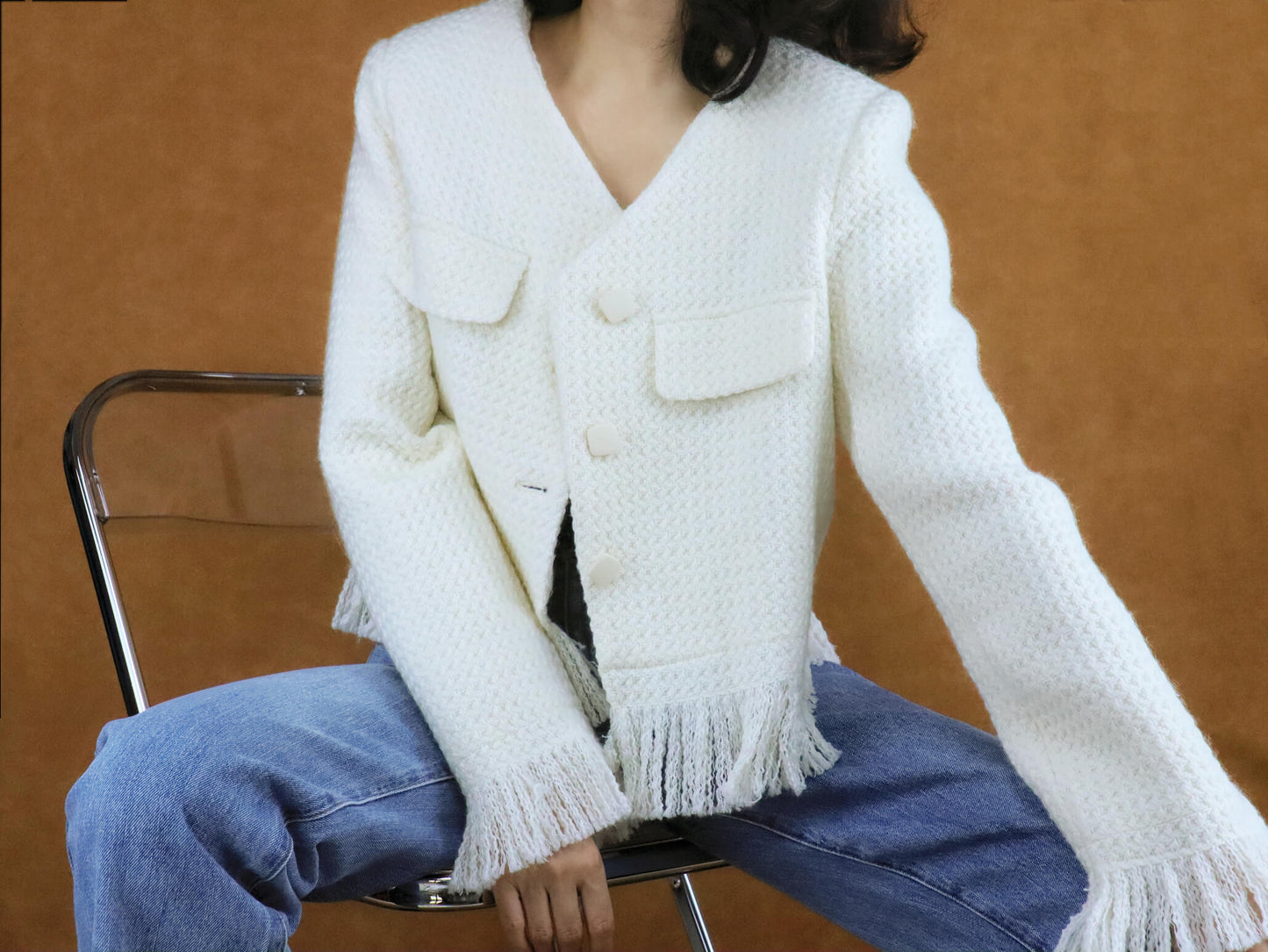 Relaxed Wool Knit Cardigan Coat