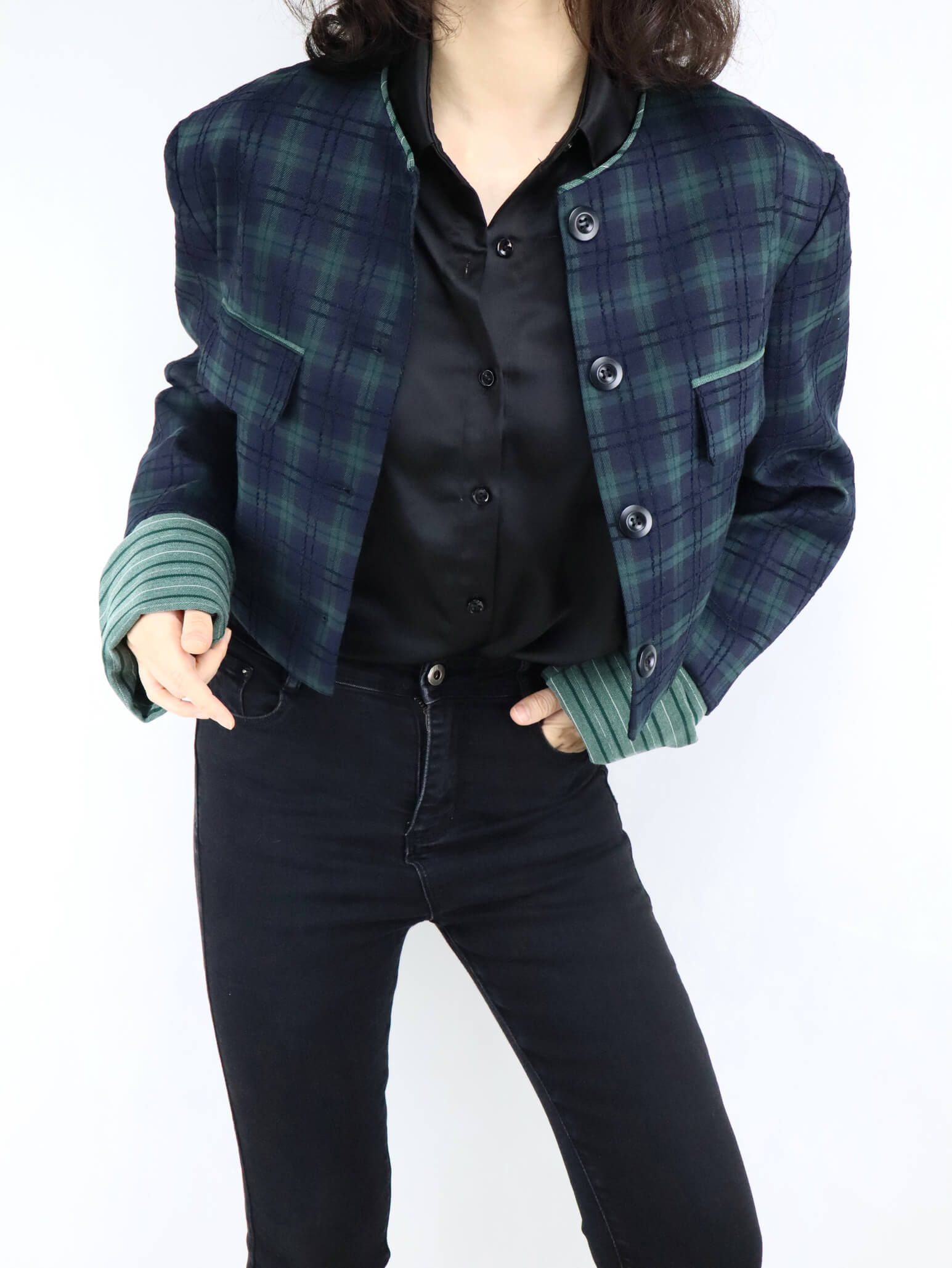 cropped checkered jacket