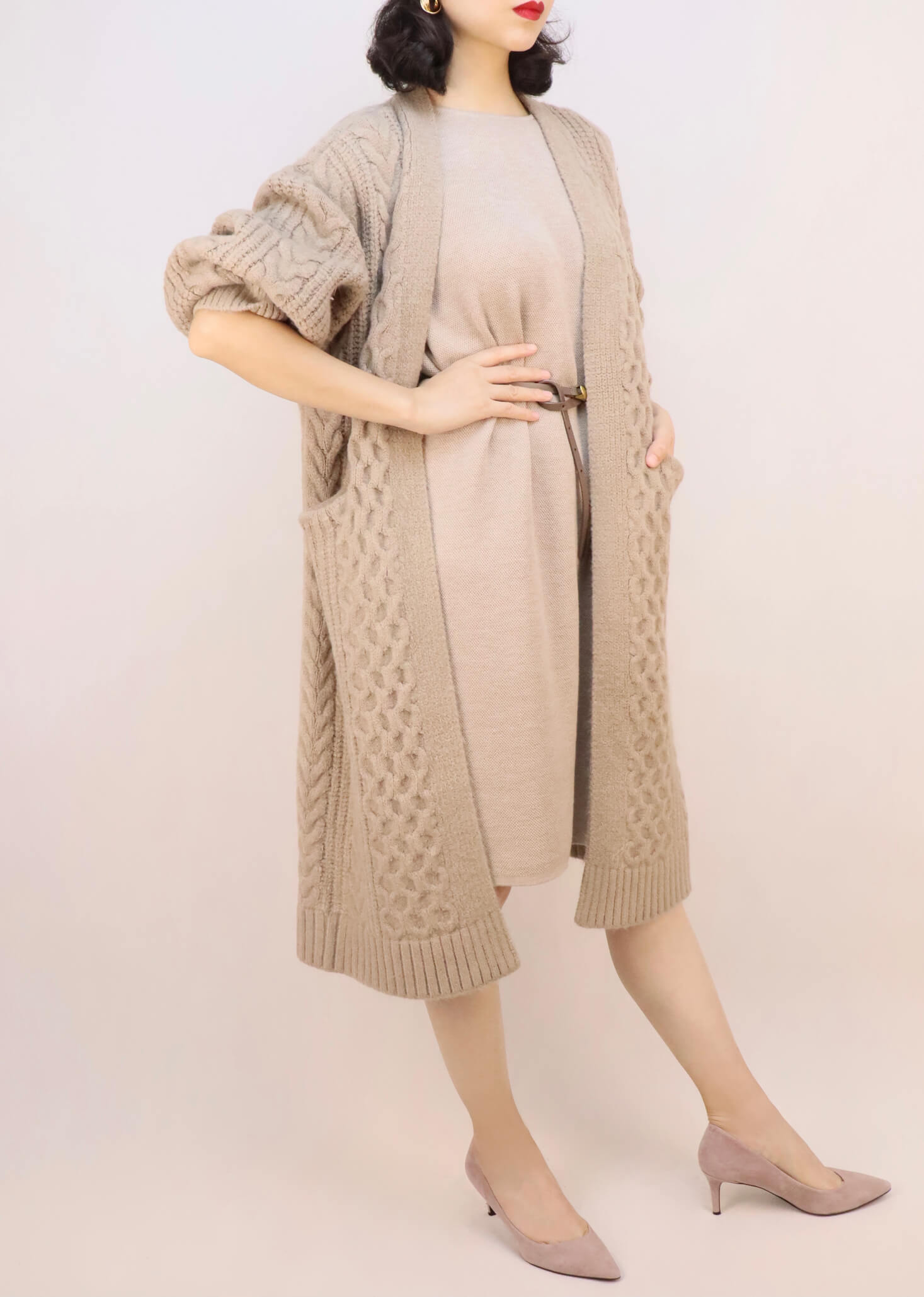 Relaxed Long Chunky Cable Cardigan | Women's Knitwear