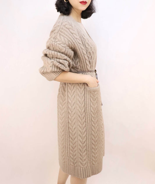 Relaxed Long Chunky Cable Cardigan | Women's Knitwear