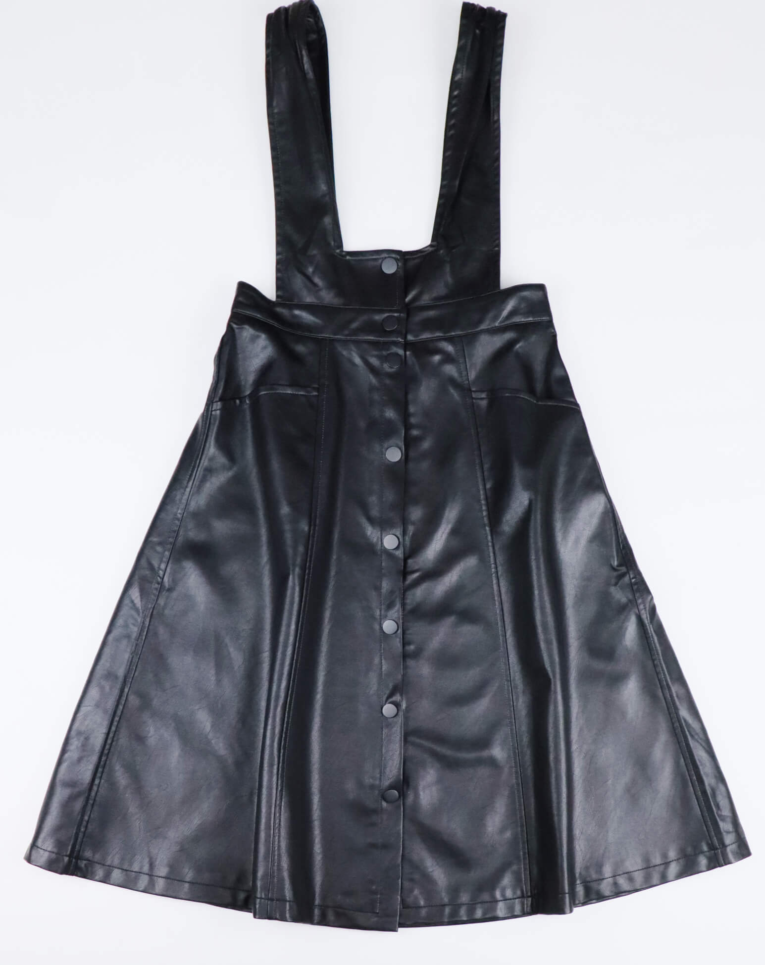 High-waisted Vintage Leather Skirt | Overall Dress | Pinafore Dress