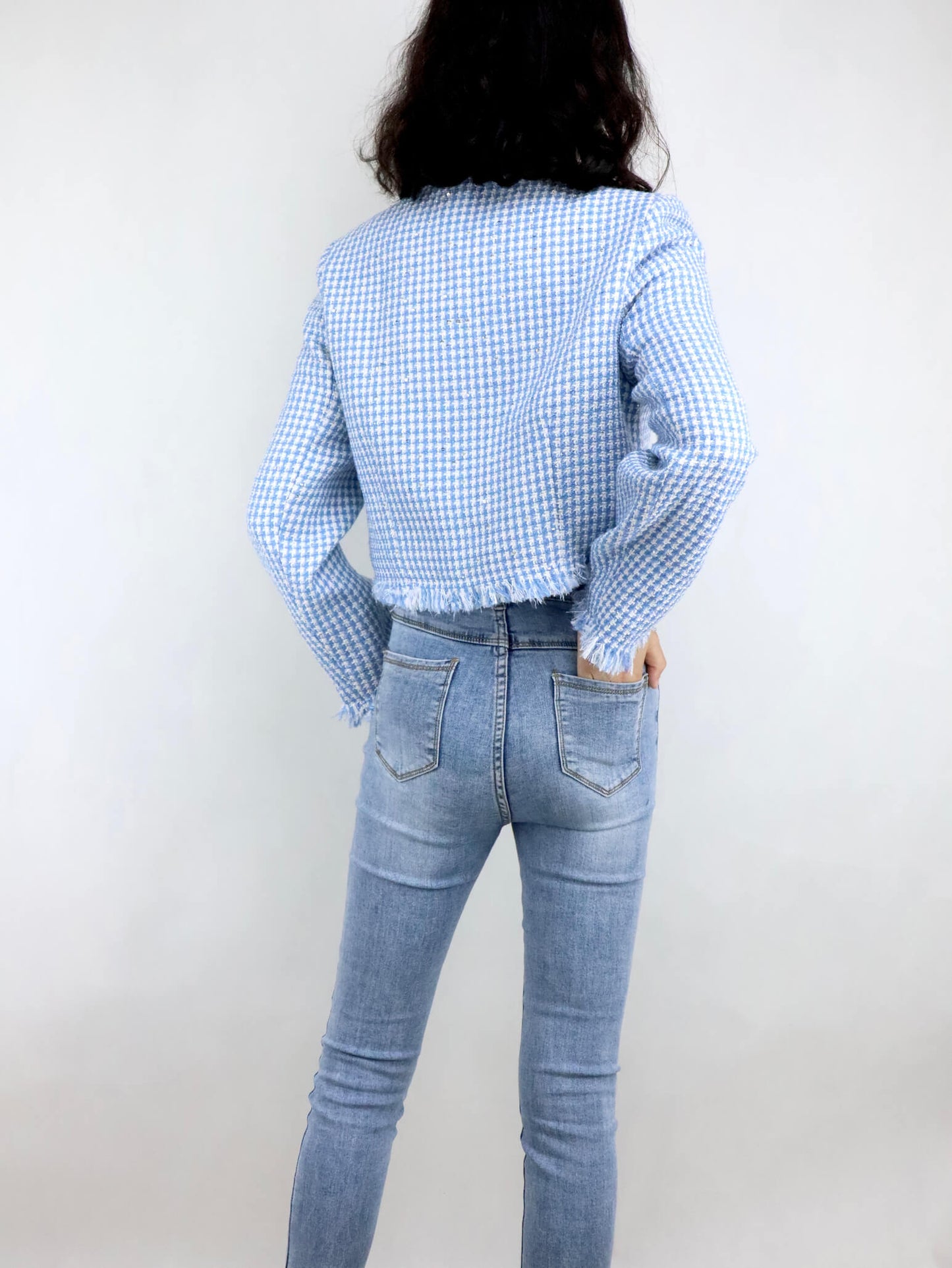 Cropped Tweed Jacket | Blue Jacket