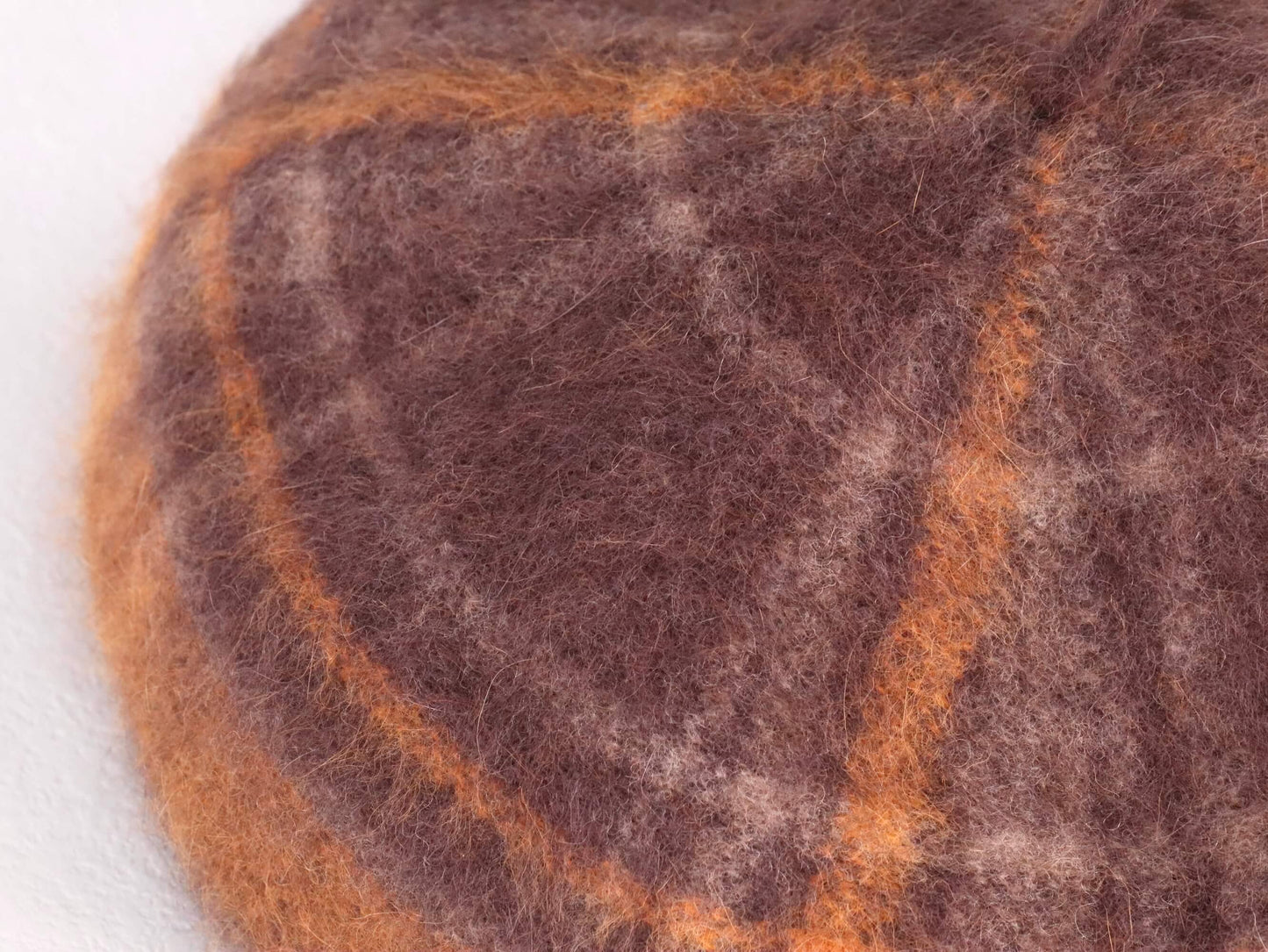 wool knitted beret hat | orange brown tartan