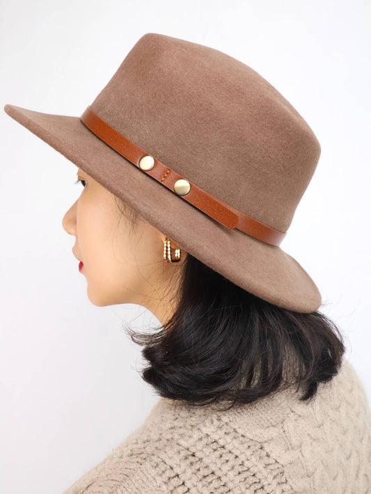 100% Wool Fedora Hat with belt buckle