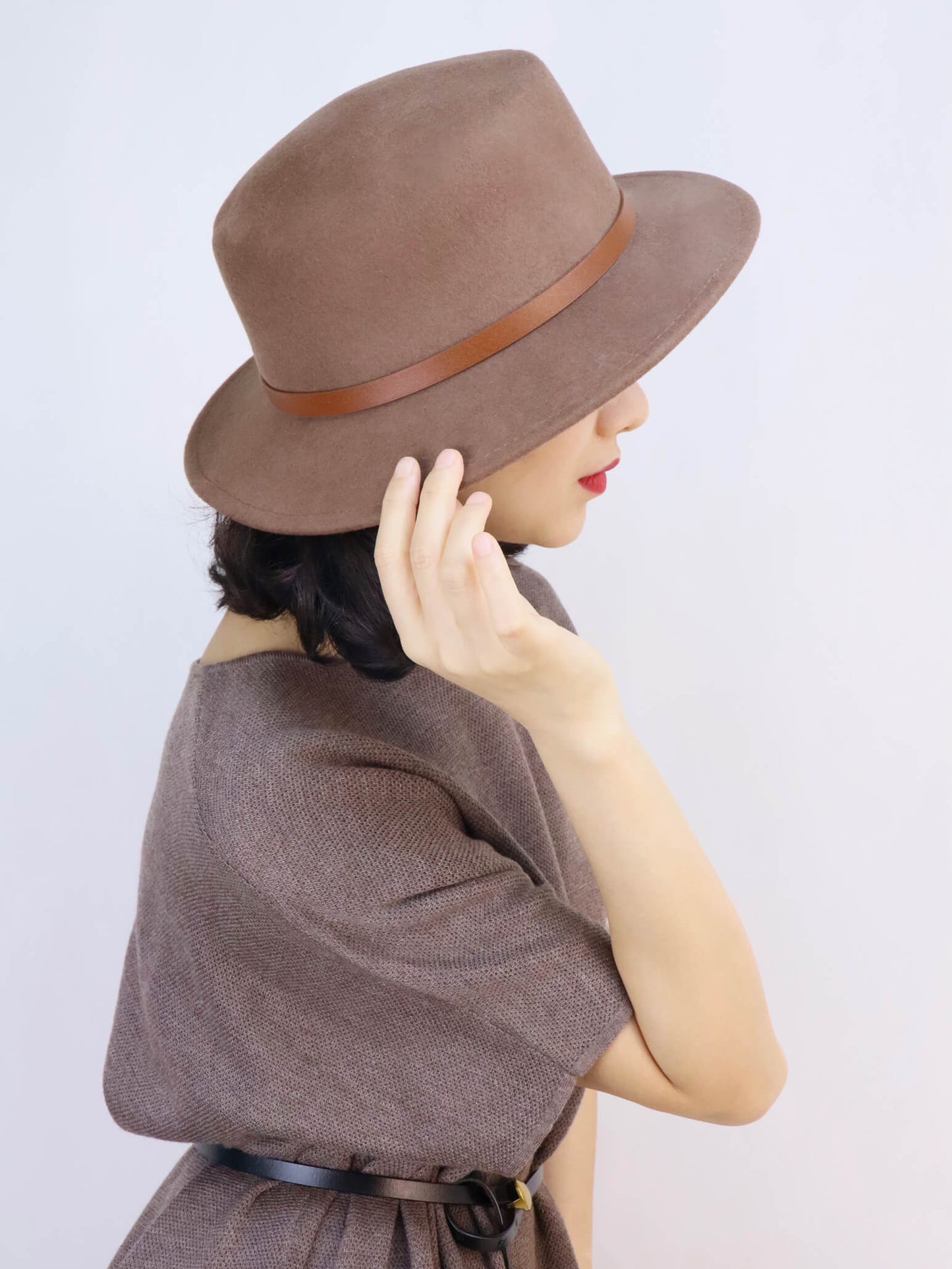 Brown Fedora Hat for Women | 100% Wool Hat | Belt Buckle