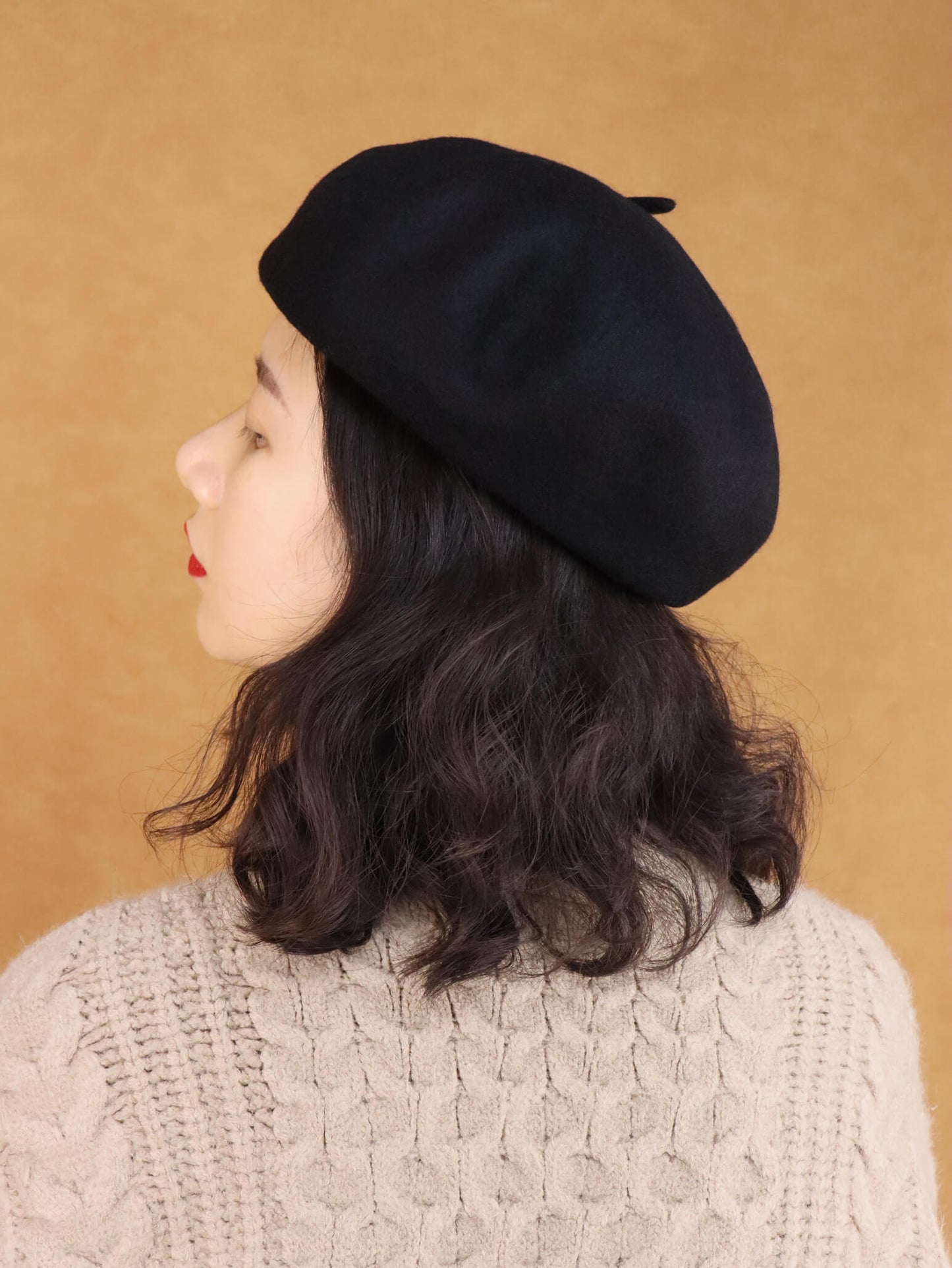 wool solid beret hat