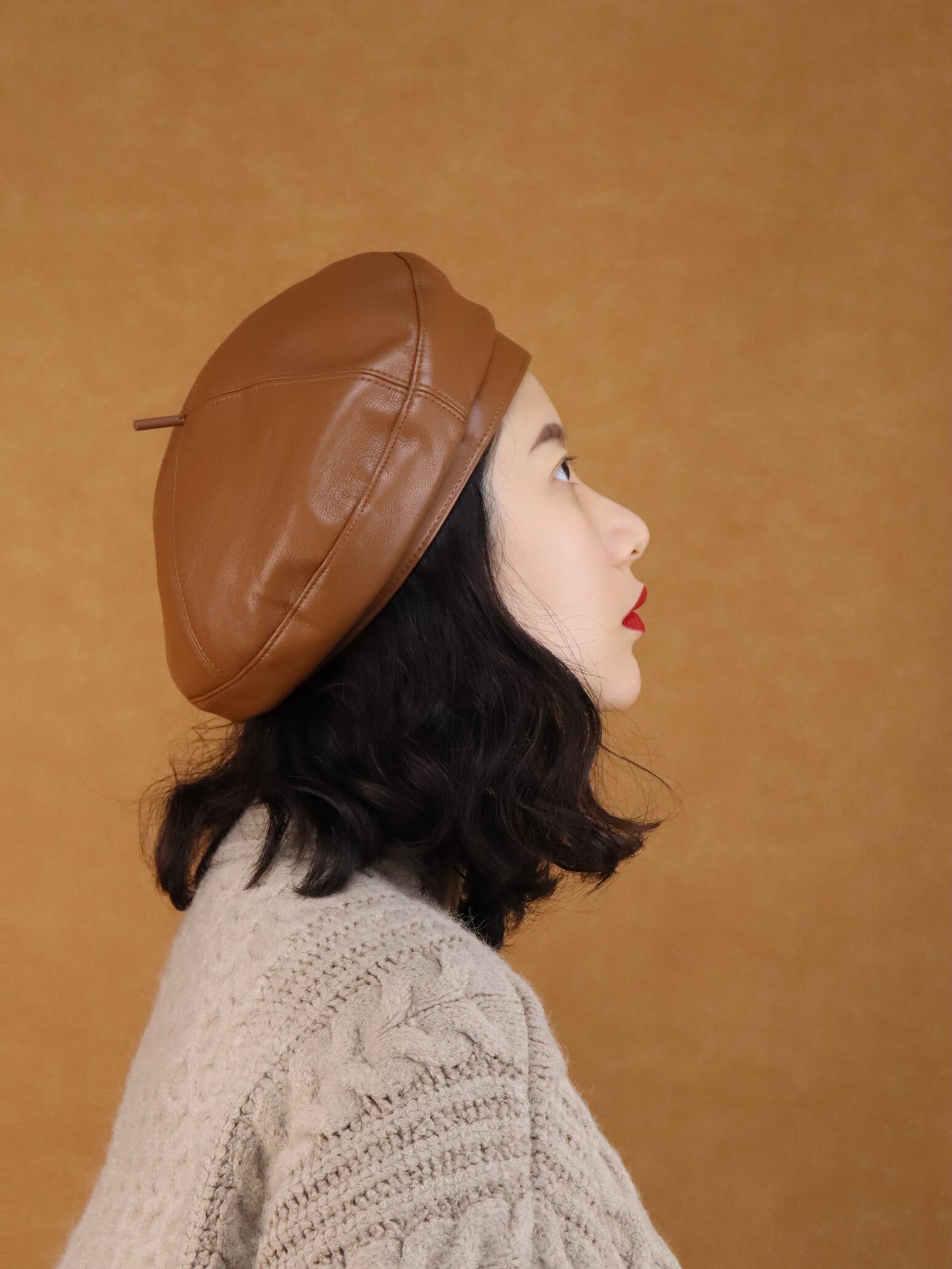 Leather PU Beret Hat