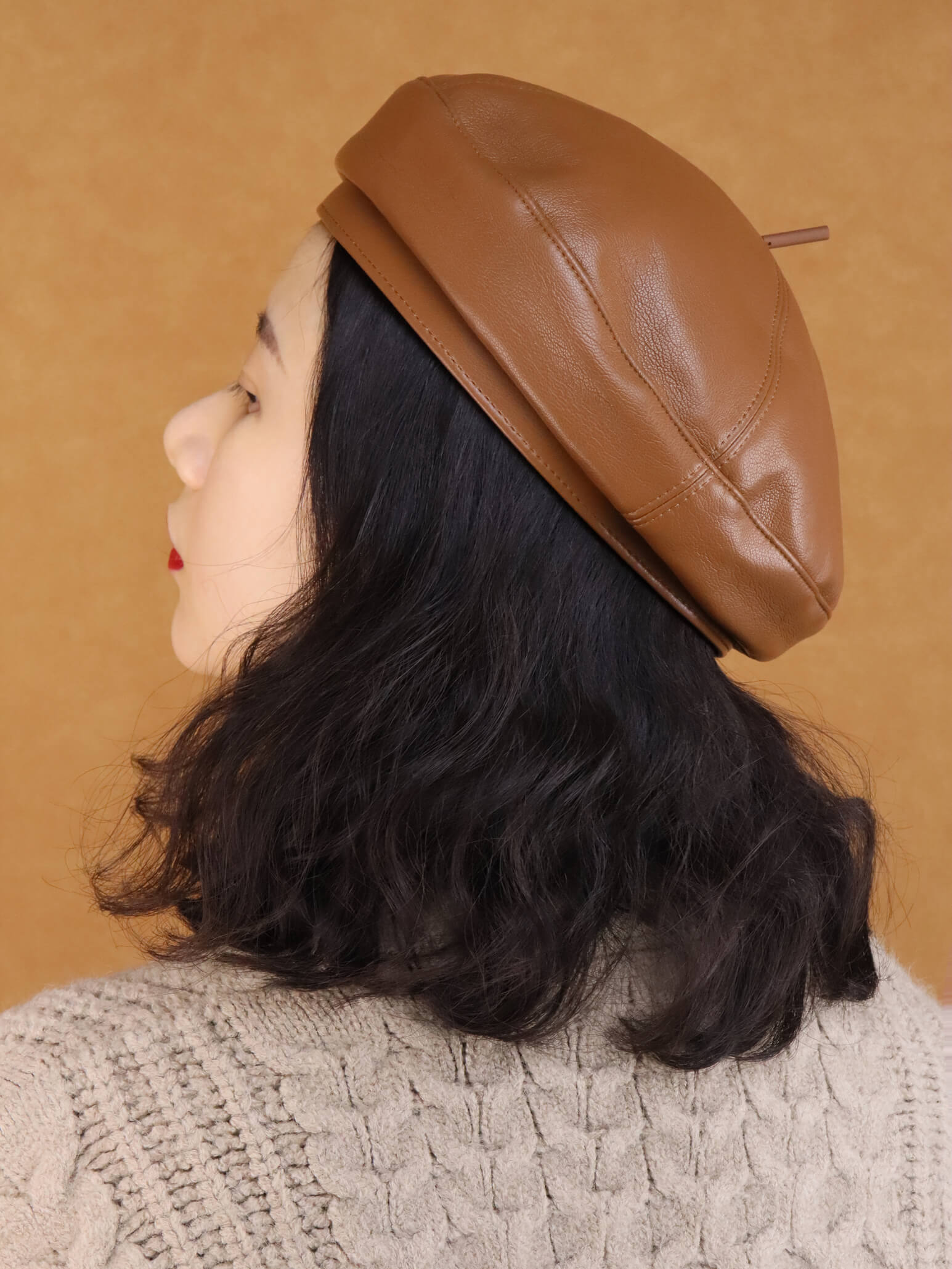 Leather PU Beret Hat