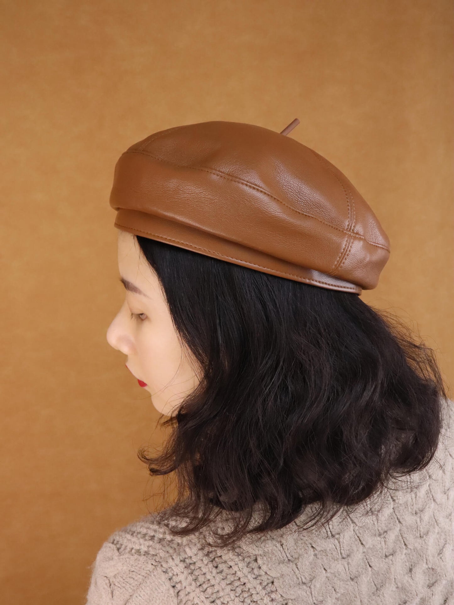 Leather PU Beret Hat