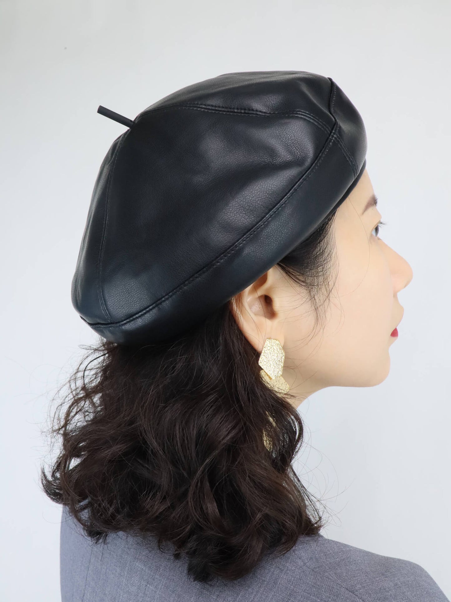 PU Leather Beret Hat