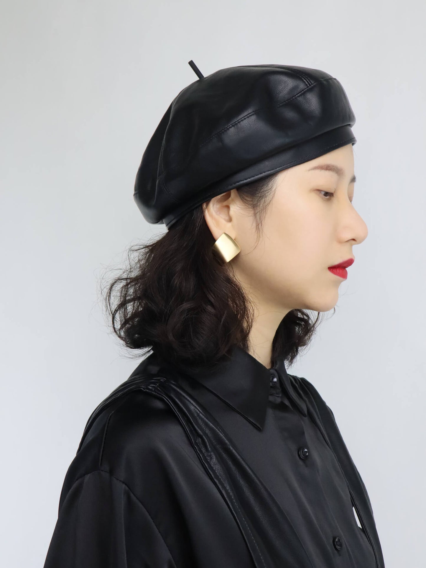 PU Leather Beret Hat