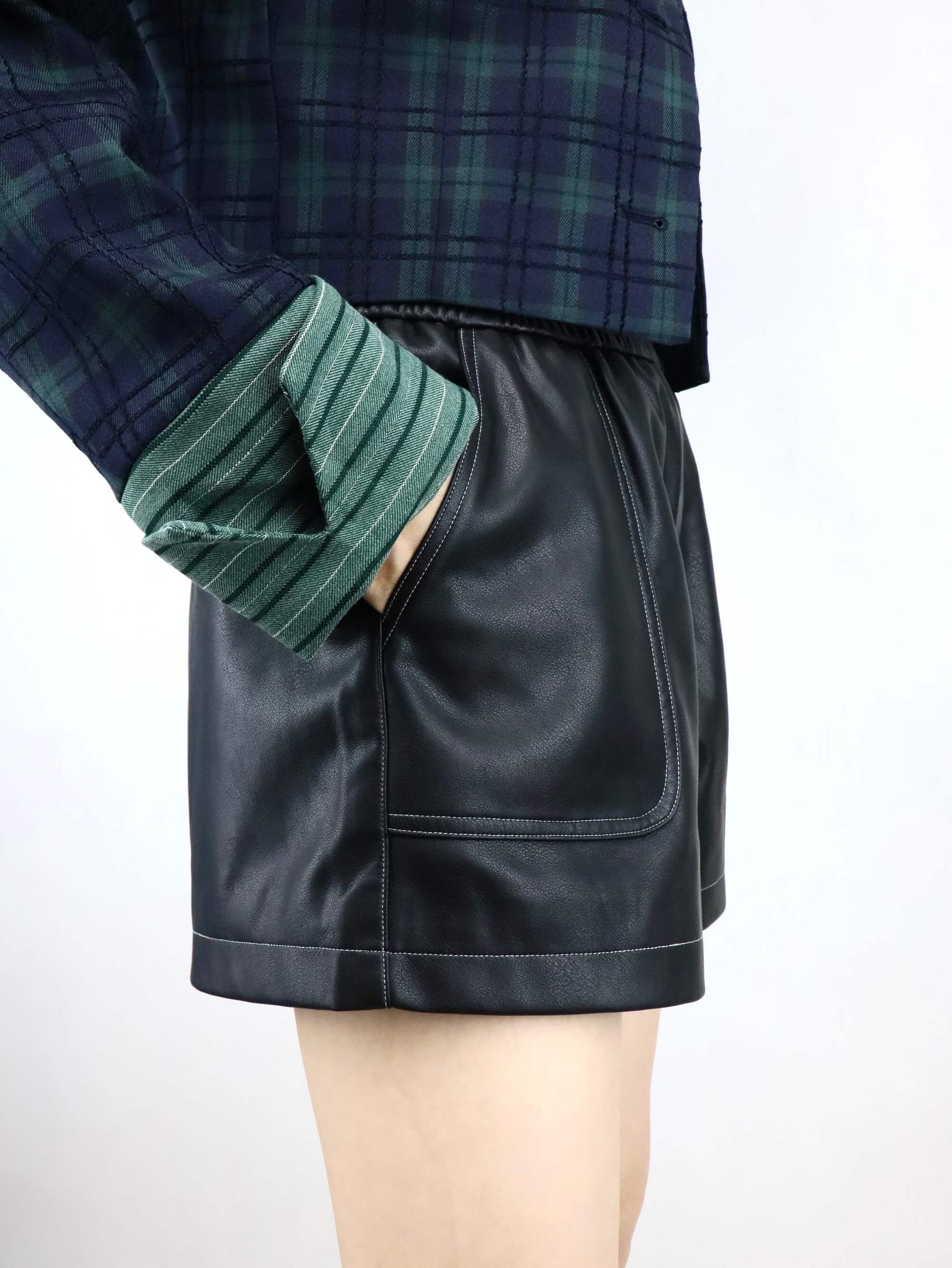 leather shorts in black