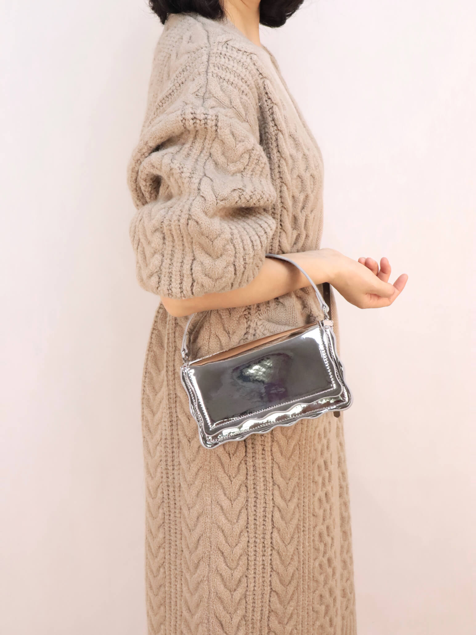 Silver Leather Crossbody Bag | handbag